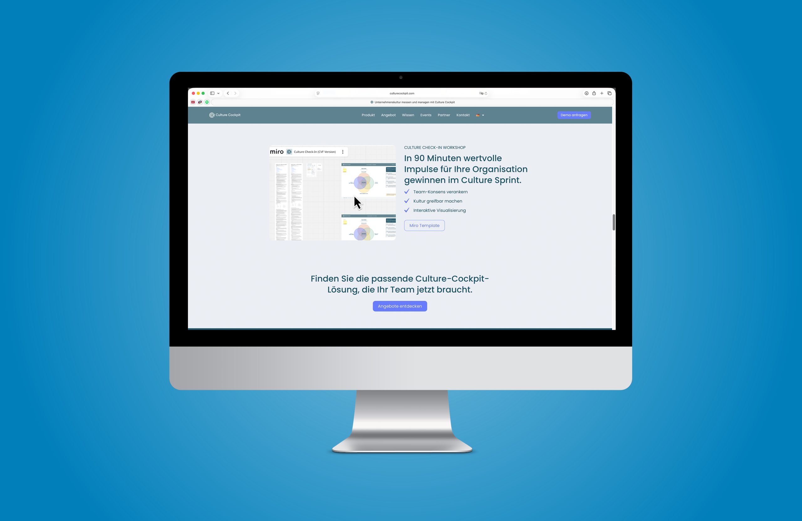 Screenshot der Online-Plattform culturecockpit.com, die während des Projekts ausgearbeitet wurde